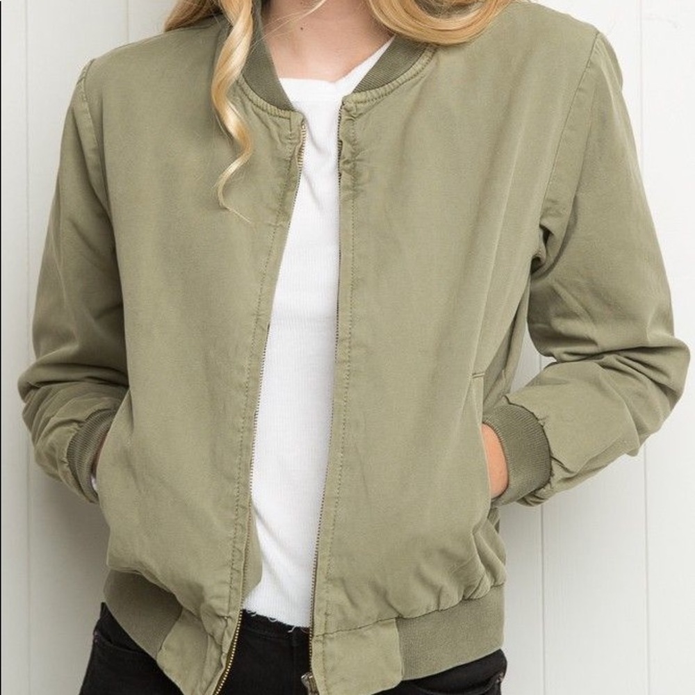 Brandy Melville Army Green Bomber Jacket